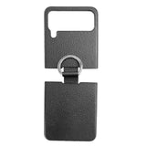 Maxbell Phone Case Protective Case Protection for Z Flip4 5G Folding Phone Accessory Black Lychee Pattern