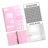 Maxbell 100 Envelope Saving Challenge Binder Reusable Budget Planner for Girls Boys Pink