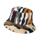 Maxbell Trendy Faux Plush Bucket Hat Fisherman Caps Casual Headwear Winter Hats StyleD