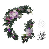 Maxbell 2Pcs Flower Swag Wedding Ceremony Rustic Wreath for Ornament Reception Violet