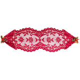 Max 13x45 Inch Lace Table Runner Tablecloth Christmas Party Table Decor Red