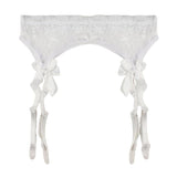 Maxbell Women Sexy Garter Belt Strap Lace Bow Suspender Belt Dance Clubwear White