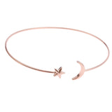 Maxbell Womens Moon Star Open Cuff Bracelet Bangle Wristband Jewelry Rose Gold