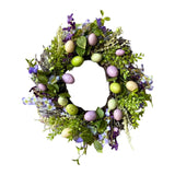 Maxbell 35cm Flower Wreath Hanging Easter Eggs Wreath for Living Room Holidays