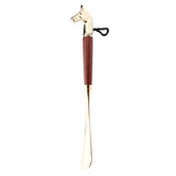 Maxbell Long Metal Shoe Horn with Wood Handle Alloy Horse Head 32cm/2.6inch Brown