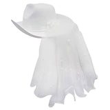 Maxbell Cowgirl Hats with Veil Girls Costume Women Cowboy Hat for Bridal Wedding