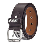 Maxbell Fashion PU Leather Studded Belt Waist Cinch Belt Adjustable Rivet Waist Belt Coffee
