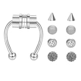 Maxbell Fake Nose Ring Magnetic Non Piercing Punk Style Fashion Gifts for Men Women Silver