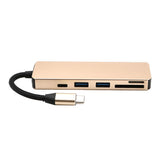 Maxbell Multi-function 5 in 1 USB Type-C Hub Adapter SD/TF Memory Card Reader Gold
