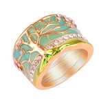 Maxbell Fashion Metal Epoxy Rhinestone Tree of Life Wedding Ring Band for Men 7