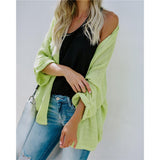 Maxbell Women's Cardigan Long Sleeve Knit Sweater Open Front Drape Coat L Green