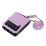 Maxbell Phone Case with Card Holder with Detachable Shoulder Strap for Z Flip4 5G Purple