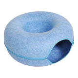 Maxbell Premium Felt Cave for Cat Removable House Zipper Scratch Resistant Tunnel Blue
