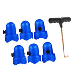 Maxbell 6 Pieces Trampoline Enclosure Pole Caps with Spring Pull Tool Pipe Caps Blue