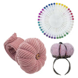 Maxbell Wrist Pincushion Kit Pumpkin Shaped for Needlework Embroidery Craft Projects Pink