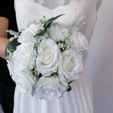 Maxbell Rustic Half Ball Wedding Bridal Artificial Flower Bouquet White