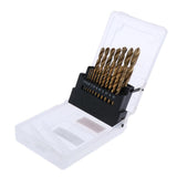 Maxbell 19pcs HSS Twist Drill Bit for Metal 1.0~10mm Titanium Coated Chamfering Tool