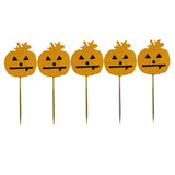 Maxbell 5 Pieces Felt Pumpkin Shape Cake Toppers Cake Picks for Halloween Party #1