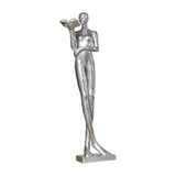 Maxbell Book Reader Statue Humanoid Figurines for Housewarming Bookshelf Living Room Argent