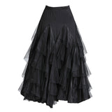 Max Flamenco Ballroom Waltz Dance Big Swing Skirt Womens Modern Costumes Black