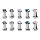 Maxbell Stainless Steel Zirconia Screw Tunnels Ear Stretcher Plugs Piercing 4mm
