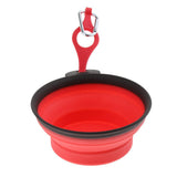 Maxbell Portable Folding Pet Dog Bowl Silicone Water & Food Bowl with Buckle Red L