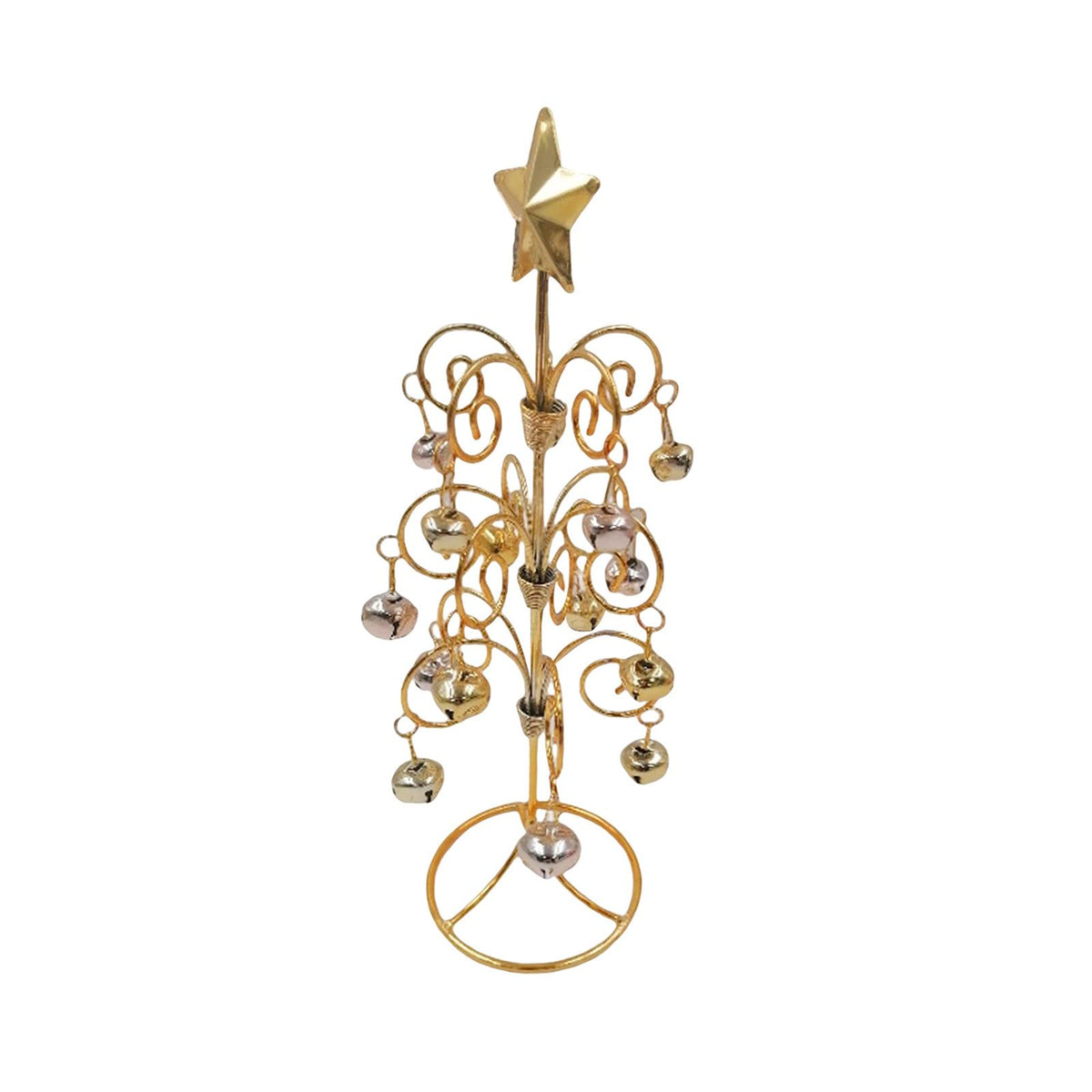Maxbell Metal Mini Christmas Tree Crafts Decor Artificial Tree for Bedroom Holiday Aureate