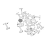 Max 20x Silver Tone Round Cufflinks Settings DIY Mens Cuff Links Tray Cabochon