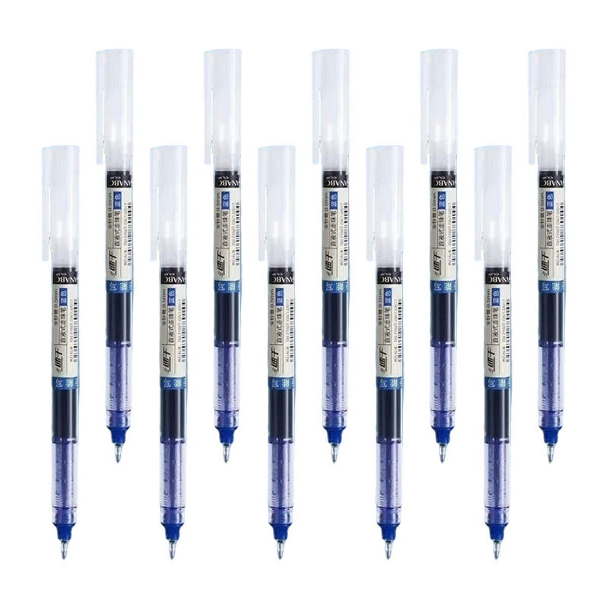 Maxbell 10x Classic Roller Ball Pens 0.5mm Fine Point Printing Adults Writing Blue
