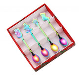 Maxbell 4 Stirring Spoon Home Ornament with Gift Box for Wedding Colorful