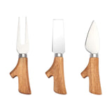 Maxbell 3 Pieces Cheese Knife Kit Wooden Handle for Bakery Kitchen Utensils Home Use