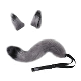 Maxbell Faux Fur Wolf Ears Tail Cosplay Set Furry for Party Adults Children Gray