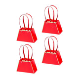 Maxbell 4 Pieces Portable Bouquet Bags Box Waterproof for Classmates Lovers Family Red