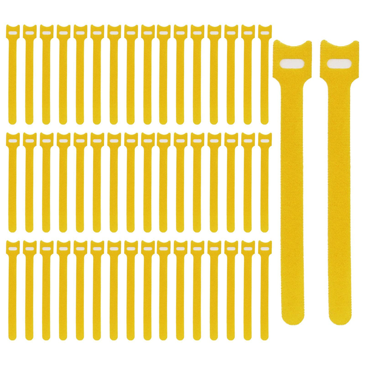 Maxbell 50 Pieces Releasable Cable Ties Removable Heavy Duty Fastening Hook and Loop yellow