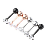 Maxbell 3 Pairs Stainless Steel Zircon Piercing Stud Earrings Heart White Zircon