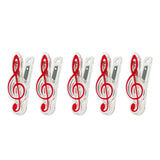Maxbell 5 Pieces Music Note Clip Music Book Page Plastic Music Stataionary Red