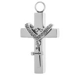 Maxbell Cross Crystal Stainless Steel Urn Cremation Family Keepsake Pendant Grandpa