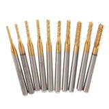 Maxbell 10 Pcs Carbide End Mill Bits Set Milling Cutter Engraving Tool 1.5-3.175mm