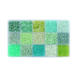 Maxbell Colorful Round Glass Beads Bracelet Making with Storage Box for DIY Craft Green