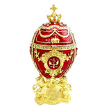 Maxbell Enameled Egg Shape Jewelry Box Holder Trinket Box Home Decoration Gift Red