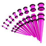 Maxbell 18 Pieces Ear Gauges Stretching Kit Plugs Taper 14G-00G Expanders Purple