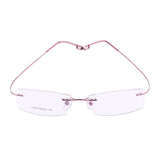 Max Metal Eyewear Frameless Spectacles Rimless Reading Glasses Half Rim Pink