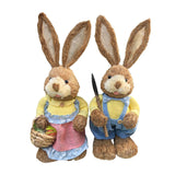 Maxbell Straw Bunny Figurine Easter Decoration for Farmhouse Desktop Holiday Gifts