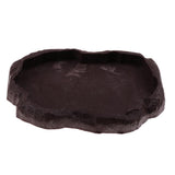 Maxbell Reptile Tortoise Gecko Feeding Bowl Food Water Resin Dish Bowl Brown M