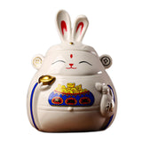 Maxbell Rabbit Piggy Bank Collection Sculpture Ornament for New Year Home Decoration white