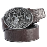 Maxbell Classic PU Leather Belt Strap Waist Belts Waistband Western Cowboy Belt Coffee