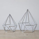 Maxbell Modern 3D Geometric Diamond Shaped Iron Desktop Ornament Home Decor Silver S