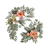Maxbell 2 Pieces Artificial Wreath Home Decor Front Door Ornament Flower Swag Window Style E