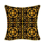Max Gold Trimmed Square Flannel Throw Piwllow Cover 18"x18" with Zipper Style 6