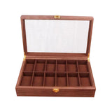Maxbell Watch Box Wooden Display Case Organizer 10 Slot Walnut Wood Grain